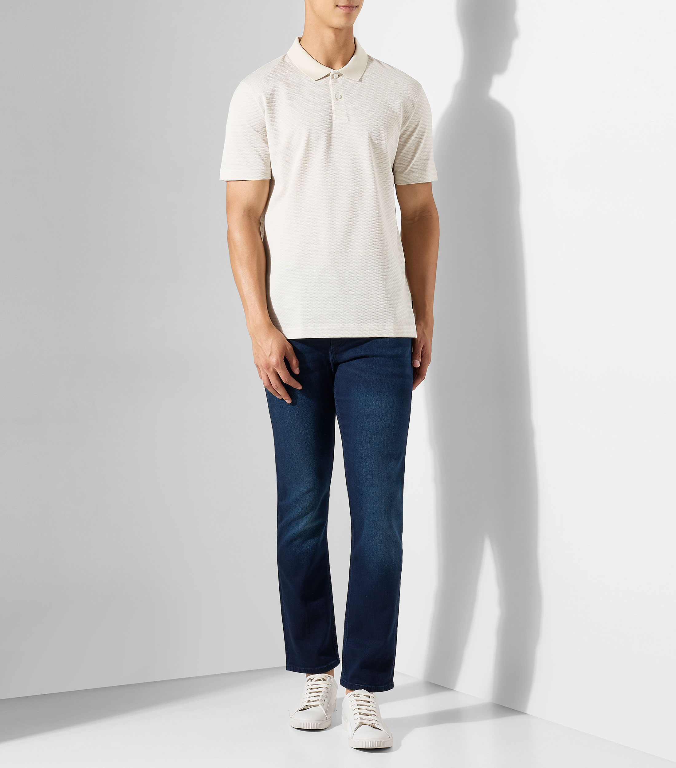 Polo de algodón mercerizado con Jacquard geométrico Hombre